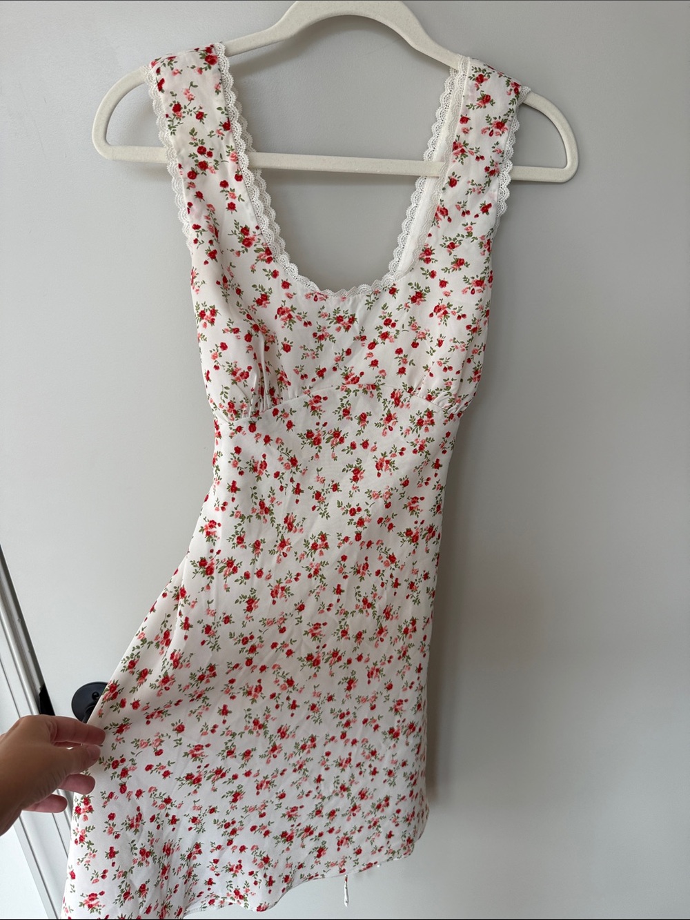 emory park White Mini Dress with Red Floral Print